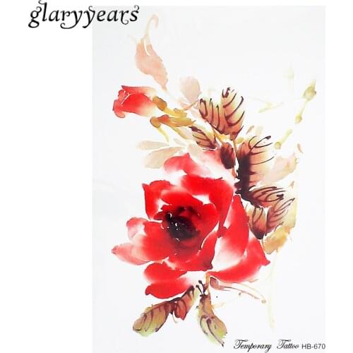 1 Piece Tattoo Sticker Watercolor Flowers Design Beauty Women Leg Back Body Art Temporary Tattoo Sticker Sexy DIY Products HB670