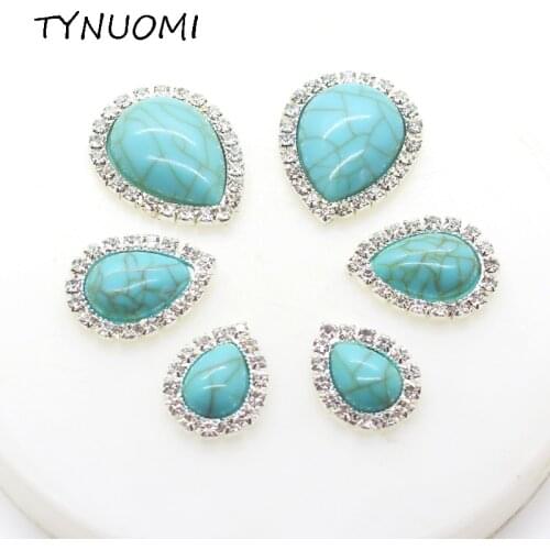 10pcs/set Turquoise Diamond Rhinestone Button Flatback Crystal for Wedding Bouquet Child Hair Ribbon Decorative