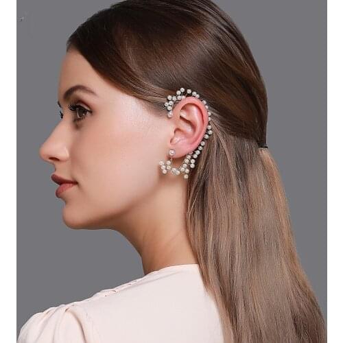 2021New Pearl Earrings For Women Design Surround Auricle Integrated Earrings Catwalk Model Hook NO Piercing Earring Jewelry