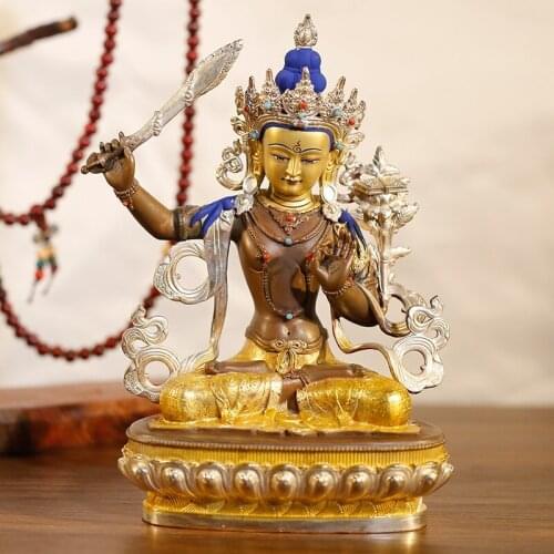 2021 High grade Gilding Buddha statue Asia Nepal Tibet temple bless safe healty good luck Bodhisattva Manjusri GUAN YIN buddha