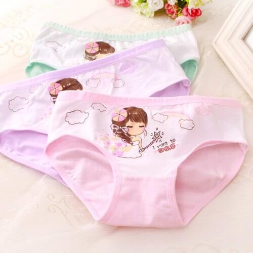 4 Pcs/lot Kids Girls Underwear Children Cotton Triangle Print Panties Cartoon Briefs Princess Child Underwear Comfortable