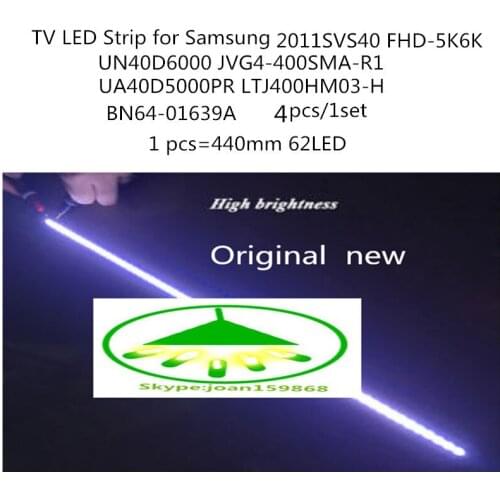 4piece/lot UA40D5000PR LTJ400HM03-H LED strip BN64-01639A 2011SVS40-FHD-5K6K-Right LEFT 2011SVS40 56K H1 1CH PV 440mm 62LED