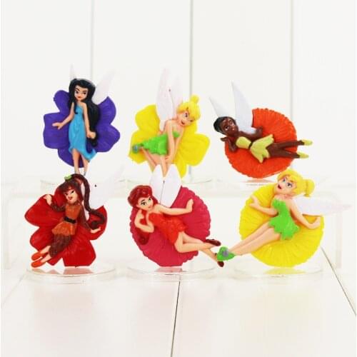 6pcs/lot Princess Figure Toy Tinkerbell Flying Fairy Rosetta Iridessa Mini Model Dolls Gift for Children
