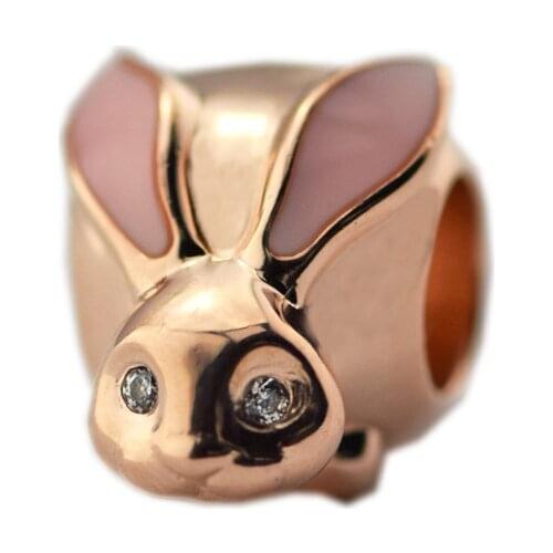 925 Original Silver Beads Cute Bunny Charm Little Rabbit Fits European Woman DIY Bracelets Beads For Jewelry Making