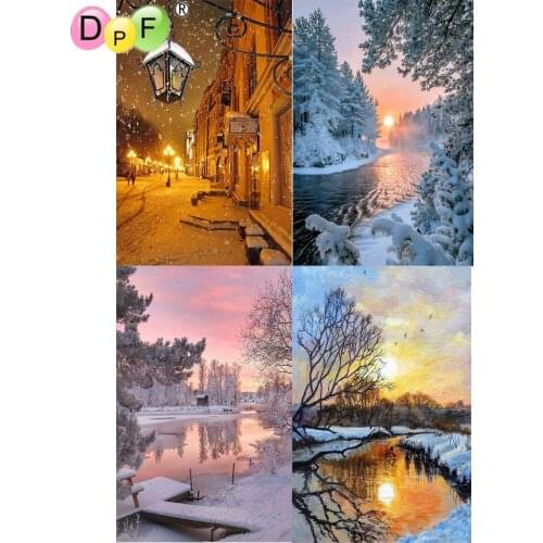 DPF 5D Round/square full Diamond Painting Cross Stitch Snow scene Crafts Diamond Embroidery Mosaic Needlework kits Home Decor
