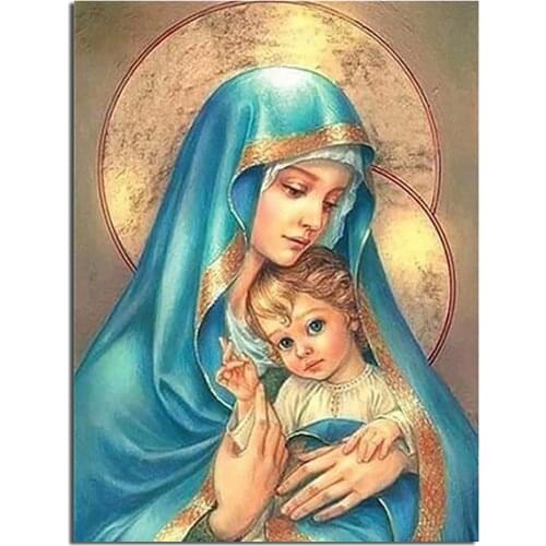 Diy 5d Diamond Painting Virgin and Child Full Square/round Diamond Mosaic Cross Stitch Religious Icon Embroidery Home Decoration