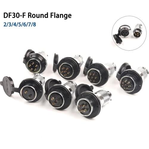 1 Set DF30 GX30 Aviation Connector 2 3 4 5 7 8 10 14 pin Circular Flange Female Plug +Male Socket Electric Wire Connector