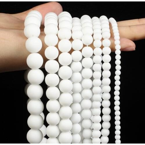 Natural Stone White Axle Beads Round Loose Spacer Bead For Jewelry Making Needlework DIY Charm Accessories Strand 4/6/8/10/12MM