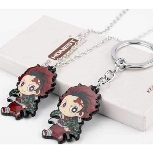 Fashion Anime Demon-Slayerr Kimetsu No Yaiba Kamado Tanjirou Cosplay Necklace Pendant Chain Choker Necklace Cosplay Gifts