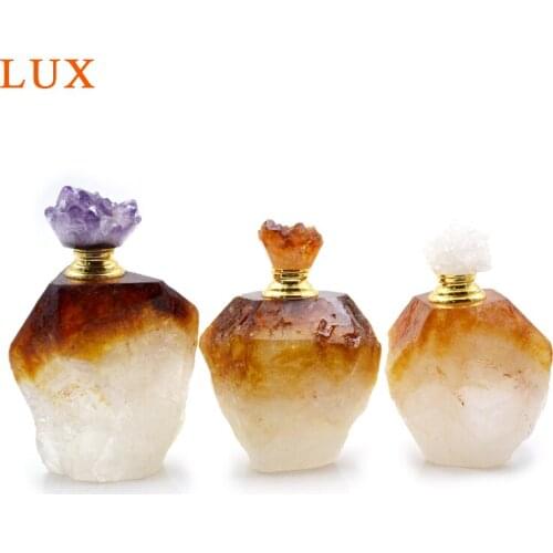 Natural gems stone perfume essential oils bottle raw citrines diffuser Dressing table Furnishing article Room perfume decoration