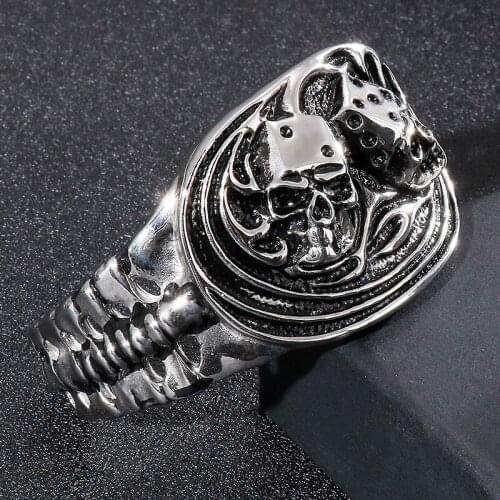European and American personality punk stainless steel jewelry domineering skull titanium steel mens open bracelet