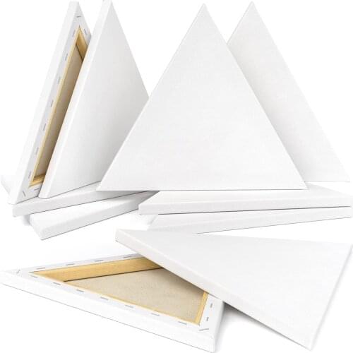 Stretched Canvas Set of 2 Triangle Blank Canvas on Pine Wood Frame 100% Cotton Art Supplies for Acrylic Pouring and Oil Painting