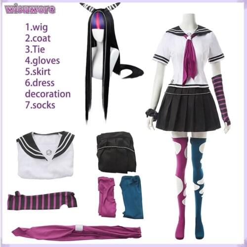 Anime Cosply DanganRonpa 2 Goodbye Despair Ibuki Mioda Cosplay Costumes Wig Jk Uniform School Skirt Suit Halloween for Women