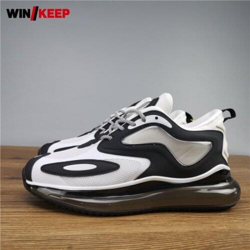 Designer Men Outdoor Running Shoes Mesh Patchwork Platform Sneakers Lace Up Round Toe Street Jogging Trainers Plus Size 46