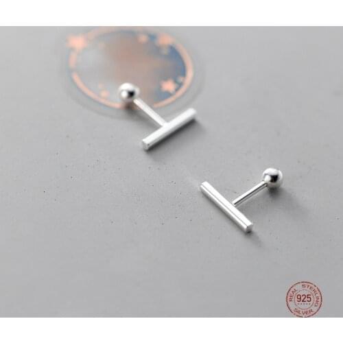 LKO Fashion 925 Sterling Silver Stick Screw Stud Earrings For Women Children Girls Mini Minimalist Party Jewelry Accessories