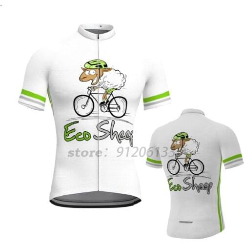 Eco Sheep Mens Short Sleeve Cycling Jersey White New Cycling Clothes Bicycle Cycling Top Bike Top Road Wear