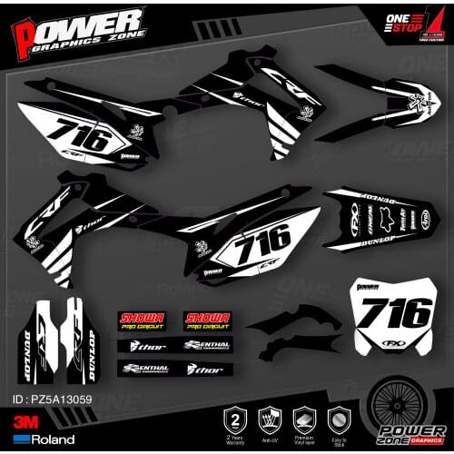 PowerZone Custom Team Graphics Backgrounds Decals 3M Stickers Kit For HONDA 2014-2017 CRF250R 2013-2016 CRF450R 059