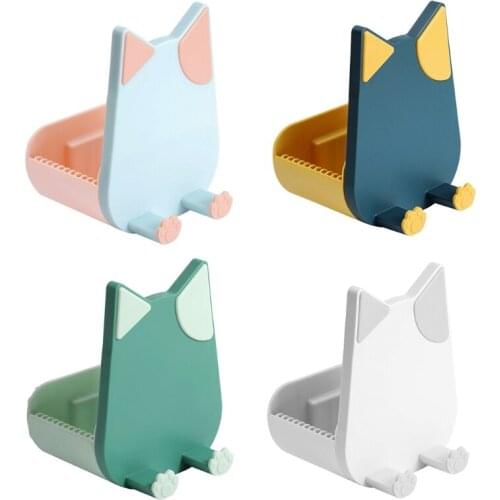 Wall Mounted Pot Lid Stand with Mobile Phone Holder Bracket Self Adhesive Pan Cover Rack Shelf Kitchen Tools Organizer