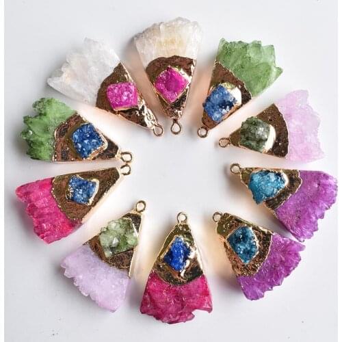 Natural stone Titanium crystal onyx Irregular pendant for diy Jewelry making necklace Accessories 6pcs free shipping