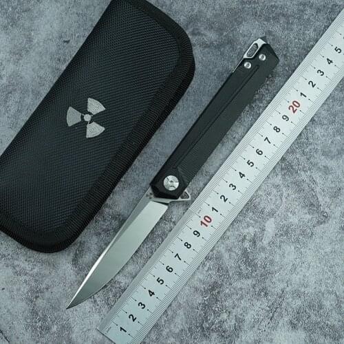 NKAIED JK3311-G10 Flipper folding knife D2 steel blade G10 + steel handle camping outdoor hunting kitchen fruit knife EDC tool