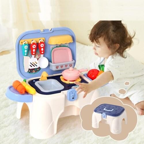 Onshine Children Miniature Simulation Kitchen Pretend Play Toys Food Cooking Set Storage Stool Chair 19PCS Baby Kids18M