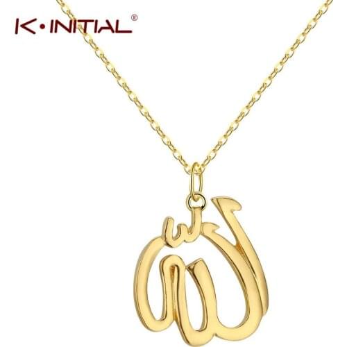 Kinitial Gold Color Islamic Allah Pendant Necklace For Women Fashion Metal Necklace Religious Muslim Statement Jewelry Wholesale
