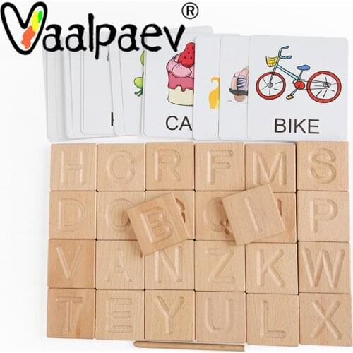 Groove Wooden Alphabet ABC Tracing Board Words Cards Montessori Learning Writing Pen Books Educational Puzzles Toys for Kids Boy
