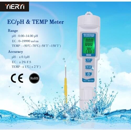 Three-in-one PH TDS Meter 6 Multifunction Monitor Pen EC Water Quality Detector Backlight Digital Display Conductivity Meter