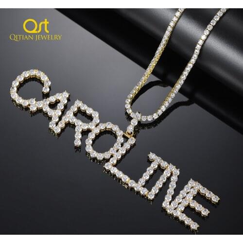 Customized Name Letters Pendant&Necklace Charm Mens Iced Out Cubic Zircon Hip Hop Jewelry With Gold Silver Tennis Chain Gifts