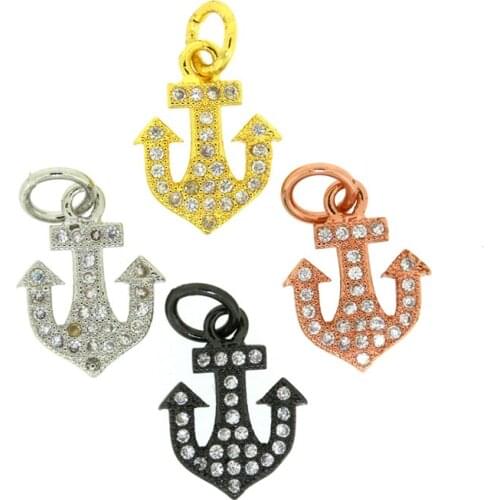HIP Punk Black Anchor Pendants & Necklaces Micro Pave CZ For Jewelry Making Crystal Necklace Diy Jewelry