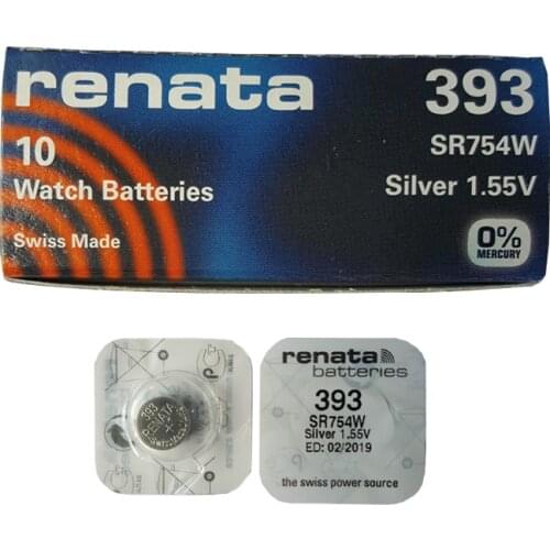 RENATA 5pcs Silver Oxide Watch 393 SR754W 754 1.55V 100% 393 renata 754 battery