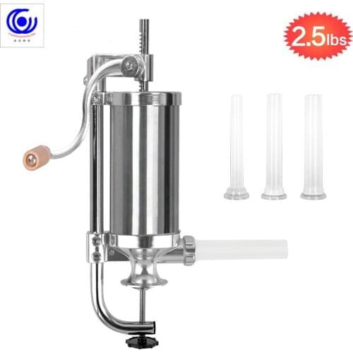2.5 LBS Homemade Sausage Meat Stuffer Stainless Steel Manual Vertical Filling Machine Kitchen Tool Syringe enema banger Maker
