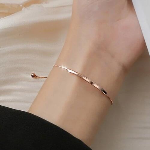925 Sterling Silver Square Tube Charm Bracelet For Women Simple Adjustable Bracelet Korean Personality Jewelry sl286