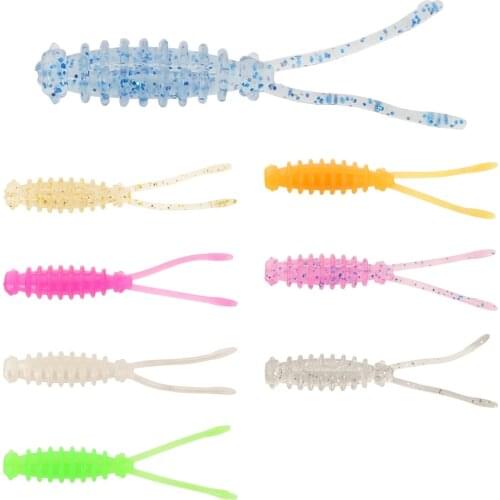 Silicone Fishing Lure TR 0.44g 48mm 10pcs AJING T-tail UL Fishing Soft Lure Roc kfish Bait Luminous Artificial Bait