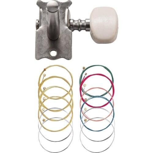 6Pcs Acoustic Guitar String Tuning Peg Tuner Machine Head & 2 Sets of 6 Guitar Strings Replacement Steel String