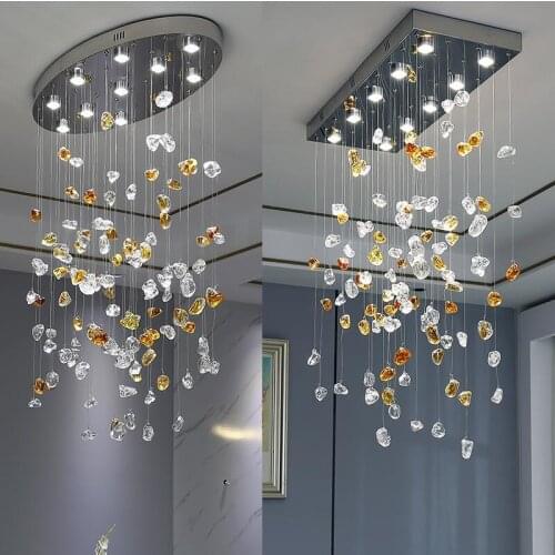 LED modern crystal dining room chandelier special-shaped stone decorative lights color living room lighting
