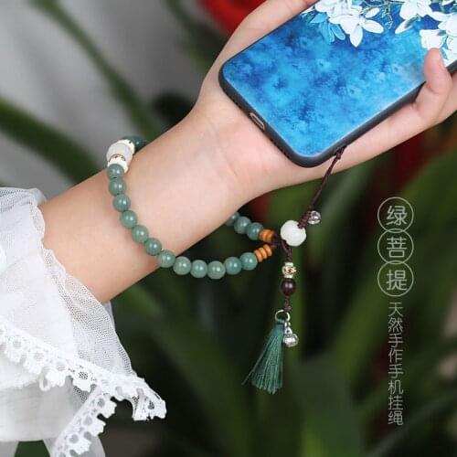Retro Ethnic Tassels Mobile Phone Lanyard Chain Bodhi Beads Short Wrist Rope Anti Loss Anti-slip Detachable Hanging Rope