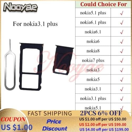 SIM Card Tray Replacement For Nokia 3 3.1 5 5.1 6 6.1 7 8 plus Sim Card Holder Slot Adapter Slot Reader +tracking