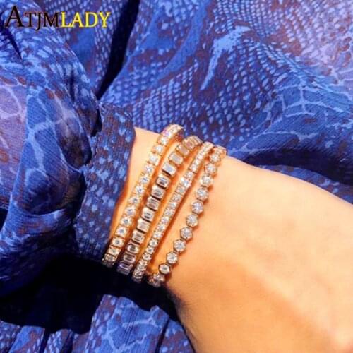 Top Quality Gold Silver Color Princess Cut Iced Out Bling 5A Cubic Zirconia Tennis Bracelet For Women Girls