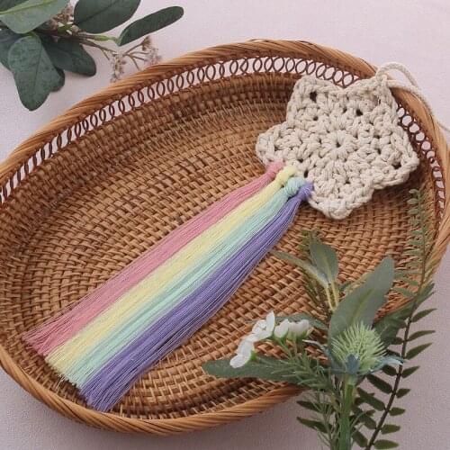 1 Pc Macrame Five-pointed Star Rainbow Pendant Nordic Hand-woven Cotton Tapestry Wall Hanging Decoration Nursery Ornaments