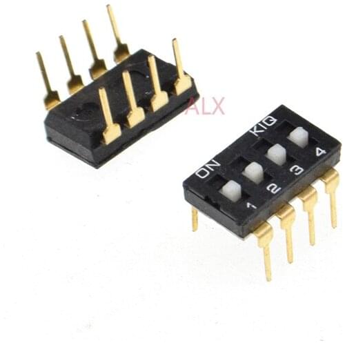 10PCS BLACK Gold 4p DIP 4 Position TOGGLE switch doule Row 4PIN PITCH 2.54MM Slide Switches 4 PIN