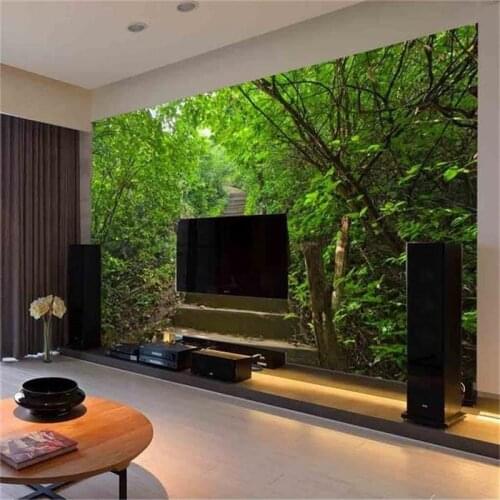 Beibehang Custom 3d photo wallpaper room mural green forest landscape sofa TV background wall 3d room non-woven wallpaper mural