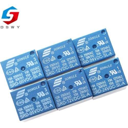 5PCS/lot 4pin Relays SRD-05VDC-SL-A SRD-12VDC-SL-A SRD-24VDC-SL-A SRD-48VDC-SL-A 05V 12V 24V 48V