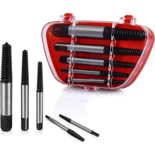5-Piece Broken Screw Extractor Carbon Steel Center Drill Bits Guide Set Stripped Damaged Screws Extractor Demolition Tools