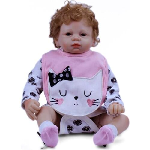 53cm Cotton Body Reborn Baby Doll Handmade Realistic Silicone Alive Baby Doll with Rabbit Doll Bottle Magnetic Pacifier Girl Toy