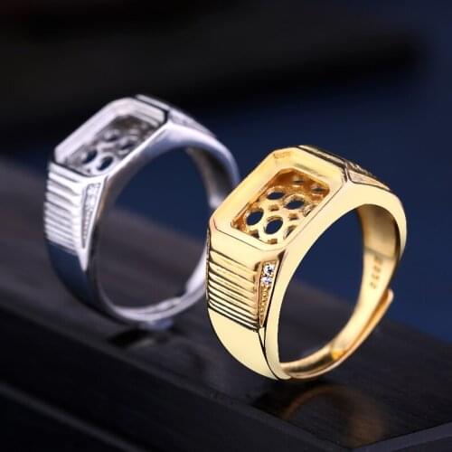 925 Sterling Silver Engagement Ring 9x11mm 10x12mm Emeral Cabochon Semi Mount Ring fit Amber Turquoise Lapis Lazuli Setting