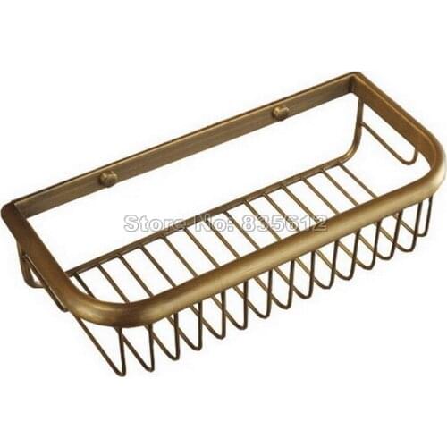 Bathroom Accessory / 300mm Antique Brass Wall Mounted Single Tier Soap / Sponge Shower Storage Basket Wba030