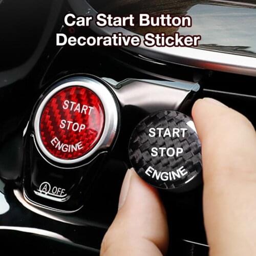 Car Red Black Carbon Fiber Decorative Sticker Start Stop Button Cap Self-adhesive Tape For BMW 1 2 3 4 5 6 7 Series X3 X4 X5 X6