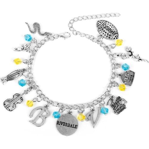 Bracelet Jewelry Riverdale TV Serie Pops Chock'lit Shoppe Logo Charm Bracelet Guitar Metal Pendant Bracelets Bangle for Friends