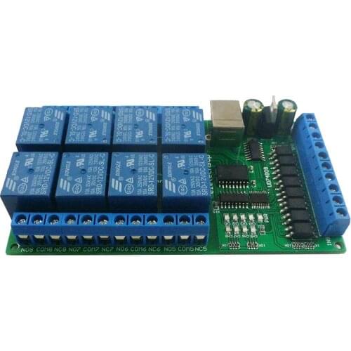 DC 12V 24V 8ch USB Serial Port Relay Optically isolated IO Module UART RS232 Switch Board CH340 for WIN10 WIN7 Linux MAX OS